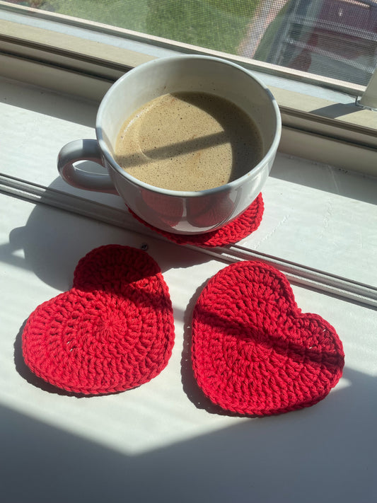 Heart Crochet Coaster Set
